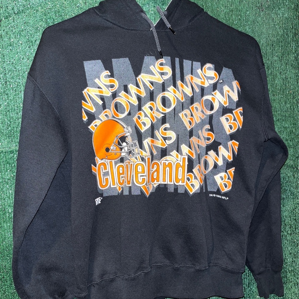 vintage 90s Cleveland Browns Team Rated Black Hoodie YOUTH Large NFL Football